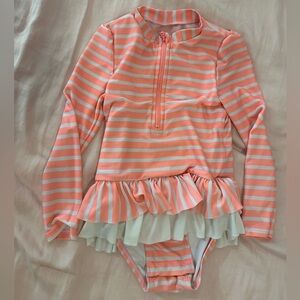 Cat and Jack Striped Pink and White Girls One Piece Bathing Suit